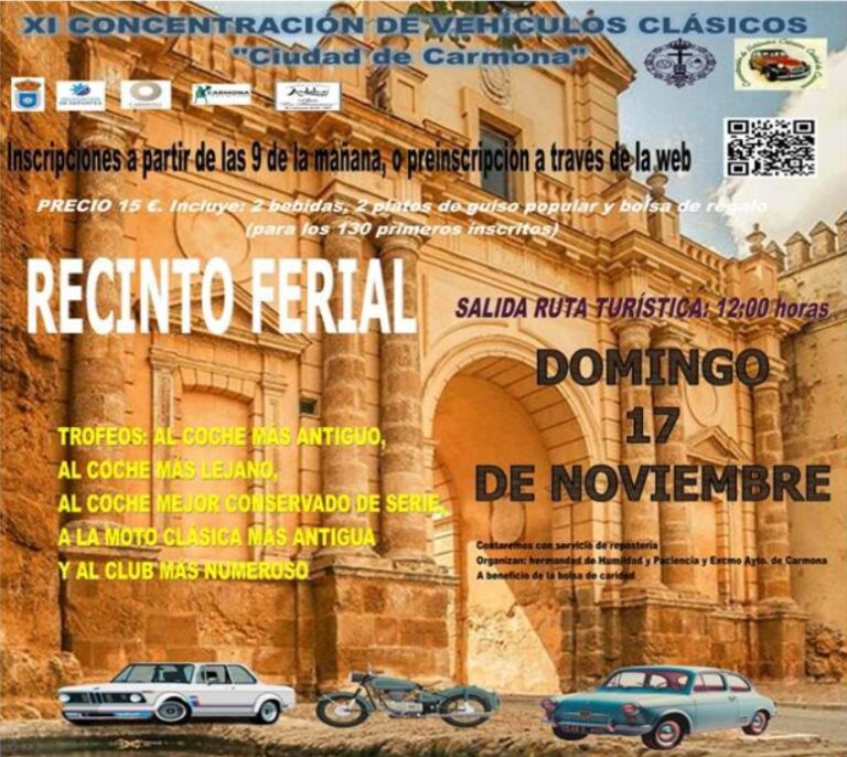 Coches Clásicos en Carmona, Concentración 2024 de vehículos históricos